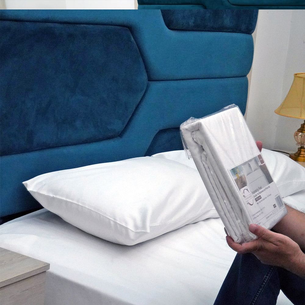 Luxury White 100% Cotton 400TC Flat Bedsheet Set - Hotel Quality King & Double Sizes