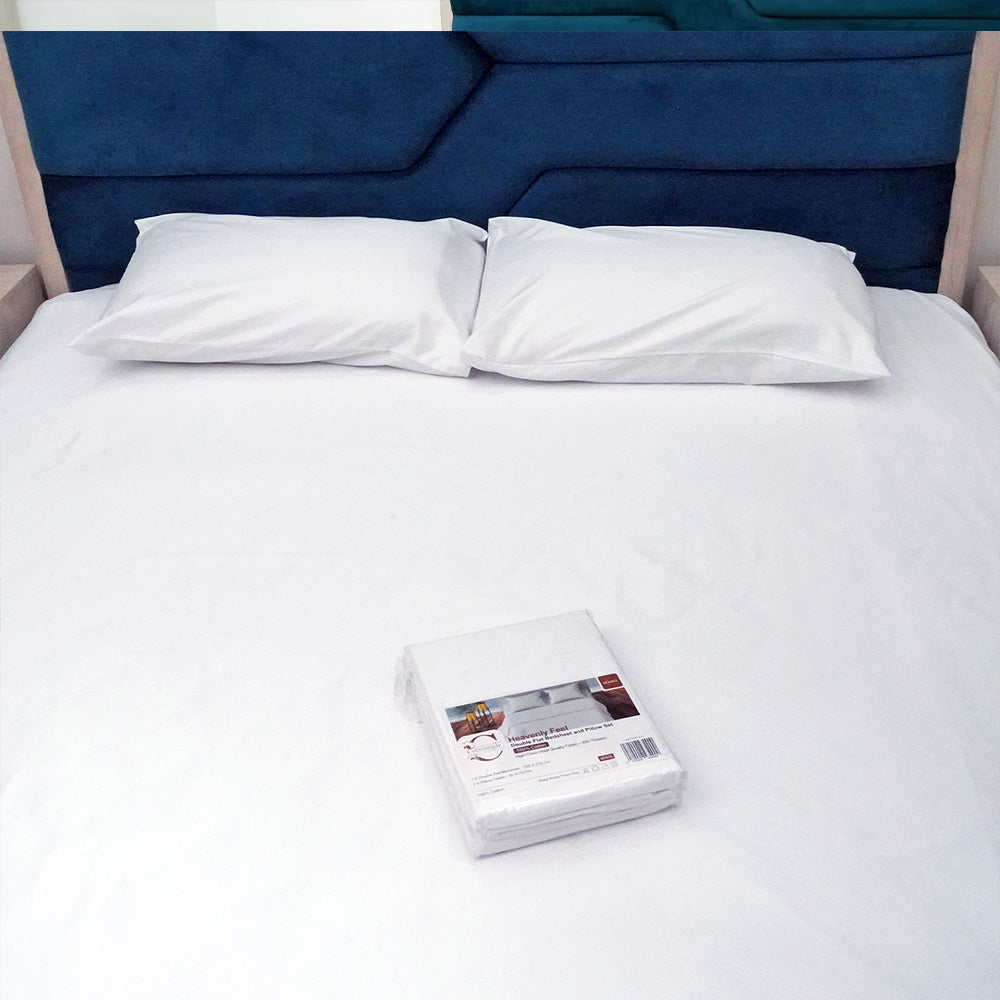 3 Piece White Brushed Microfiber Fitted Sheet with Pillowcases - All Around Elastic Ultra Soft Bottom Sheet