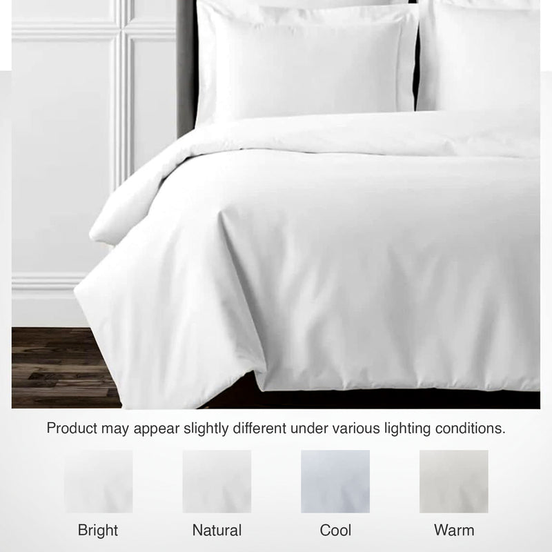 White Brushed Microfiber Duvet cover with Pillowcases - Breathable, Hypoallergenic Quilt Cover