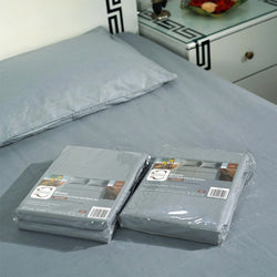 High Quality Polycotton Fitted Bedsheet Set with Pillowcases-3 Sizes, 2 Colors (Grey & White)
