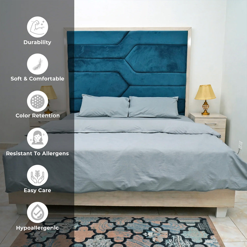 Luxurious Grey Polycotton Duvet Cover Set with Pillow Cases