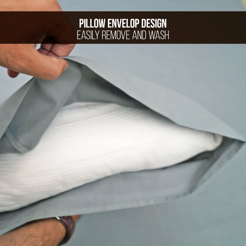 High Quality Polycotton Fitted Bedsheet Set with Pillowcases-3 Sizes, 2 Colors (Grey & White)