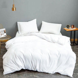 White Brushed Microfiber Duvet cover with Pillowcases - Breathable, Hypoallergenic Quilt Cover